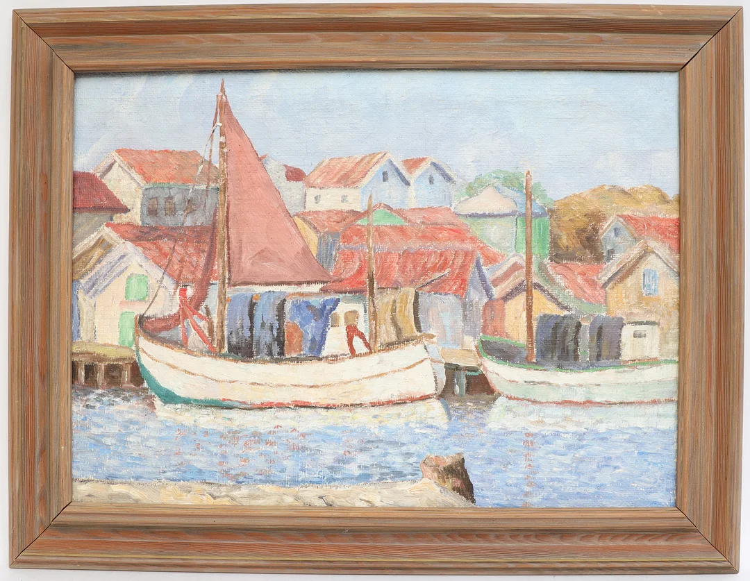 OKÄND KONSTNÄR. Skärgårdsbild, oljemålning på väv, osignerad. — Paintings — Falun Auktionsbyrå