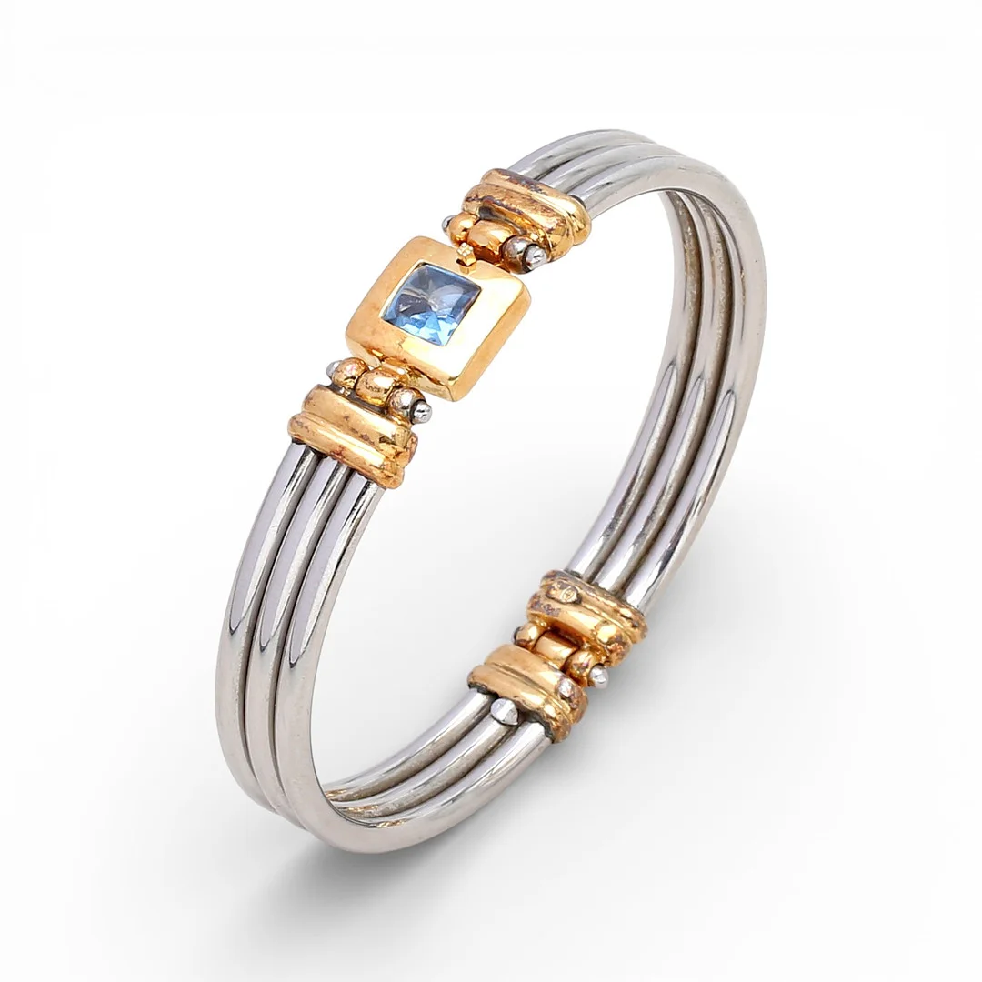 Two-tone gold bangle bracelet. — Bracelets — Balclis