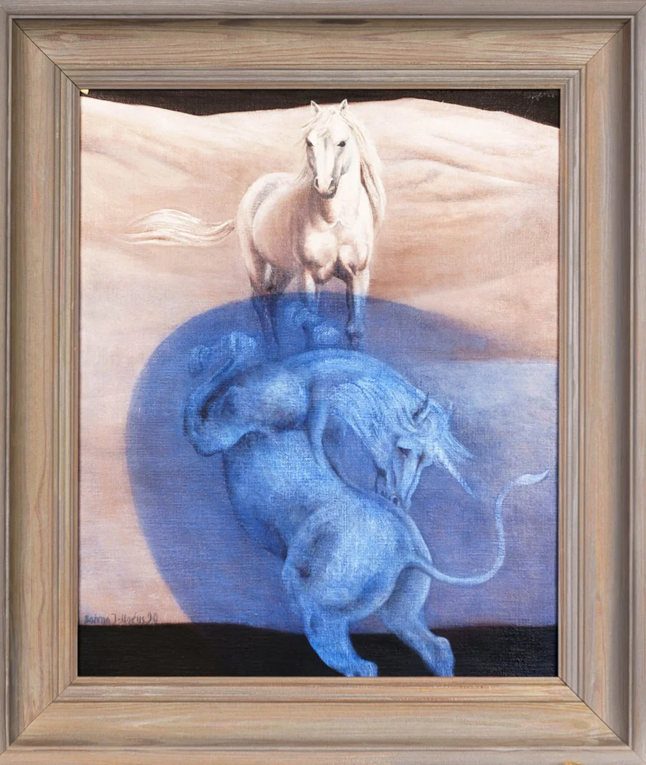 BOZENA J UNÉUS. Olja på duk, "Natten", Signerad, 1990. — Paintings — Norrlands Auktionsverk