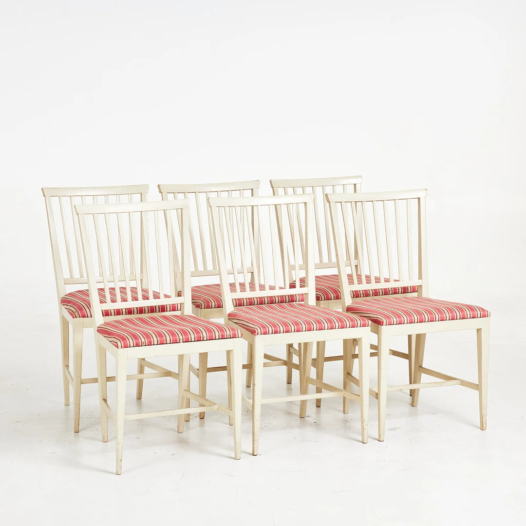 CARL MALMSTEN. Stolar, 6 st, "Vardags", brännmärkta. — Armchairs & Chairs — Stockholms Auktionsverk Sickla