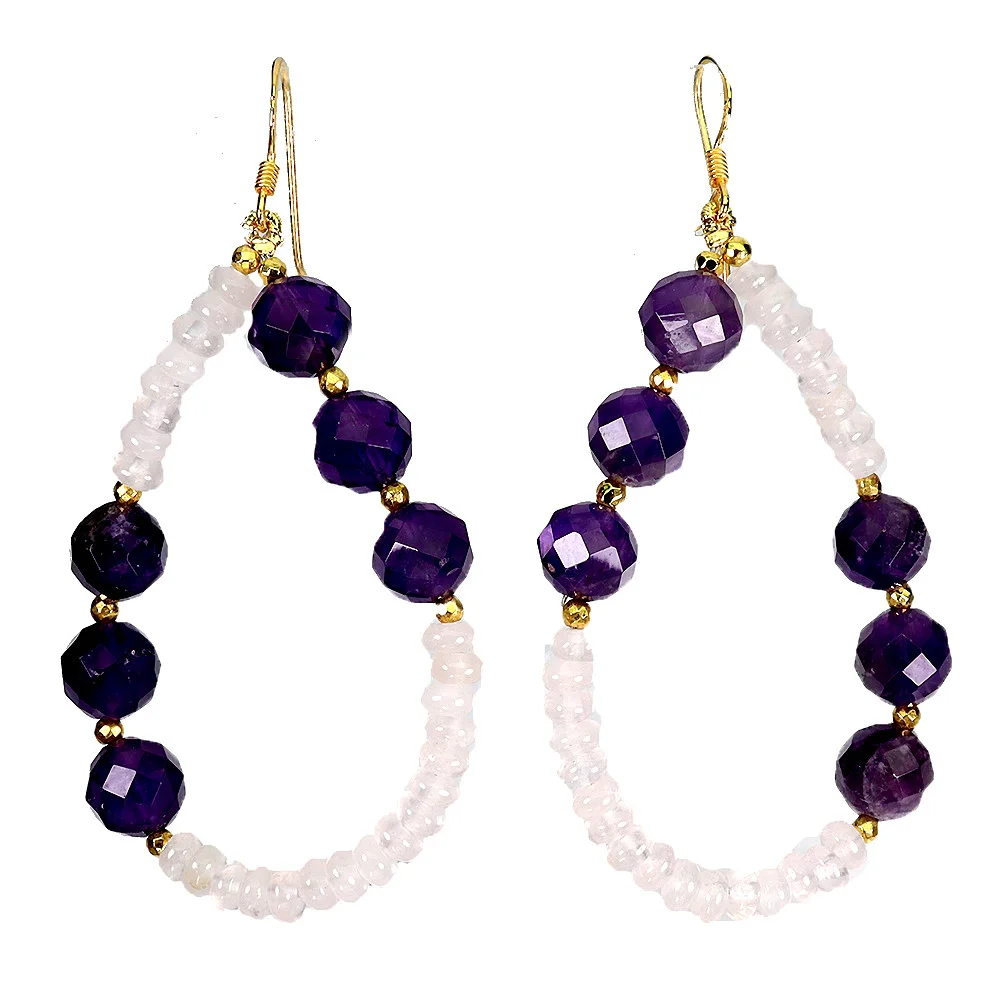 SILVER GILT AMETHYST AND ROSE QUARTZ EARRINGS. — Earrings — Chalkwell Auctions