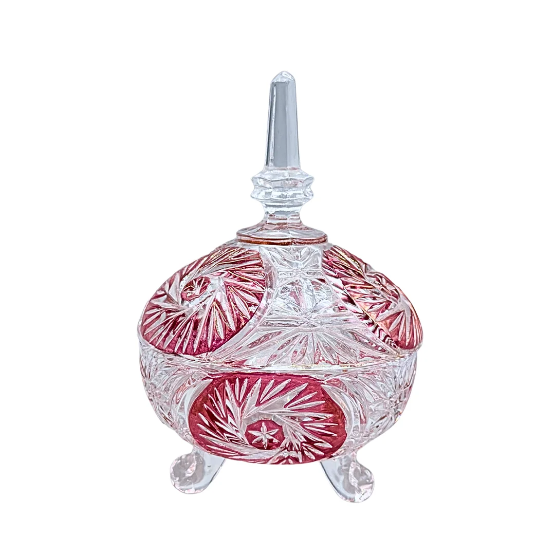 DECKELDOSE AUS KRISTALLGLAS MIT BLUMENDEKOR. — Utility glass — Auktionshaus Stuber's Hammerschlag