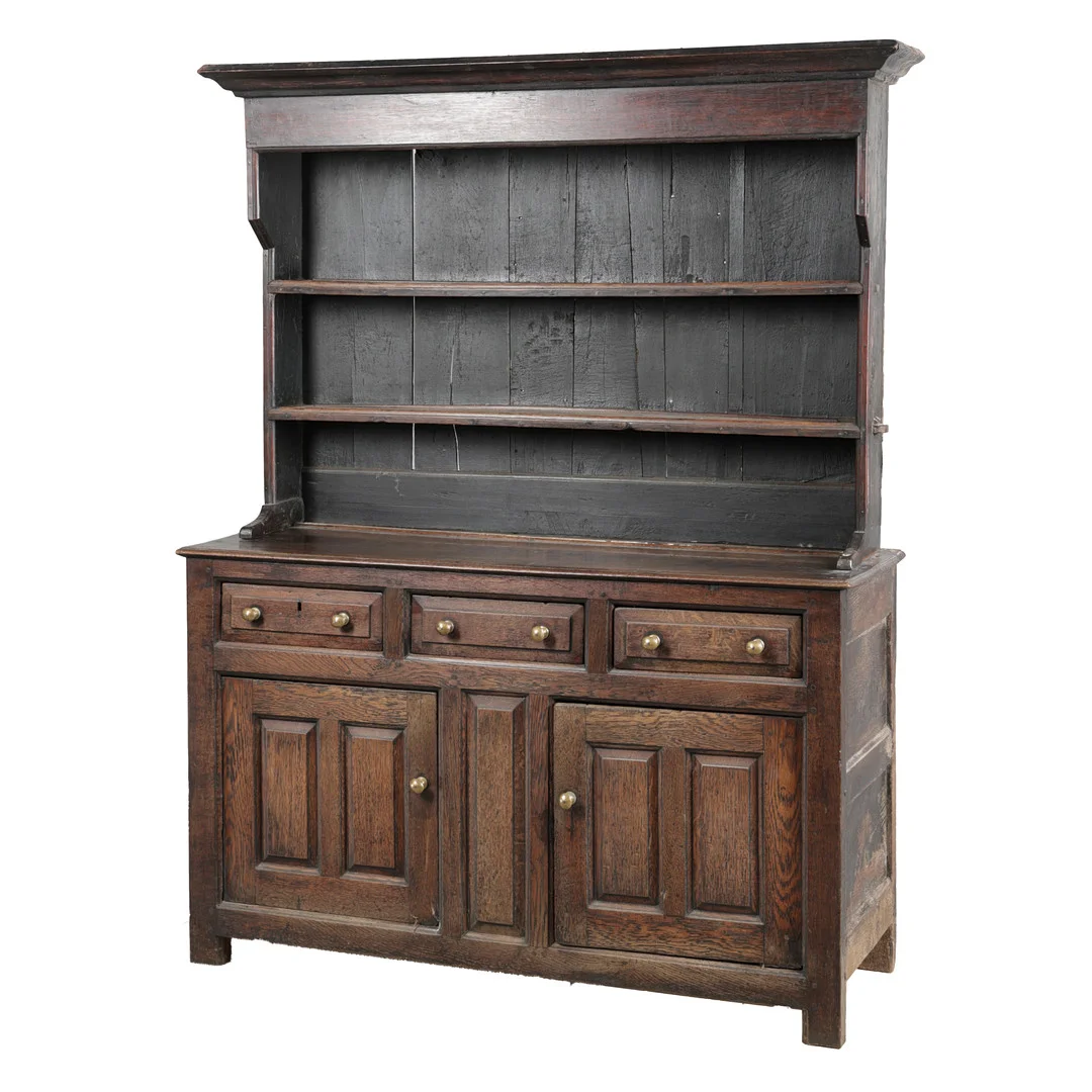 AN 18TH CENTURY OAK DRESSER & RACK. — Cupboards, Cabinets & Shelves — Bishop & Miller