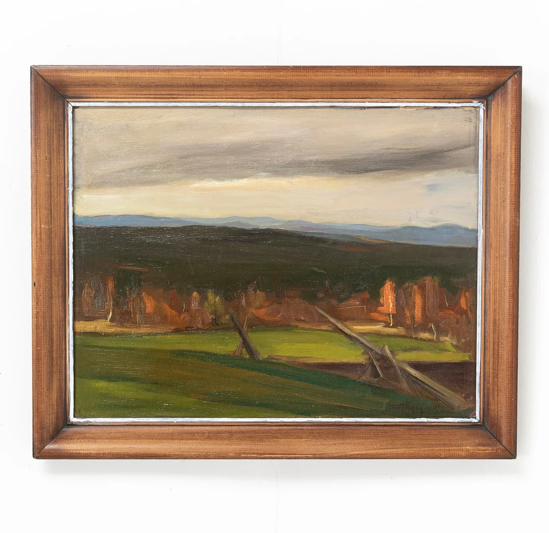 FRITZ SMEDBERG. Olja på pannå, landskap, signerad. — Paintings — Handelslagret Auktionsservice
