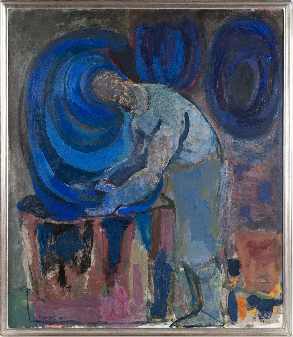 LENNART ROSENSOHN. Komposition med Rabbi, olja på duk. — Paintings — Stockholms Auktionsverk Helsingborg