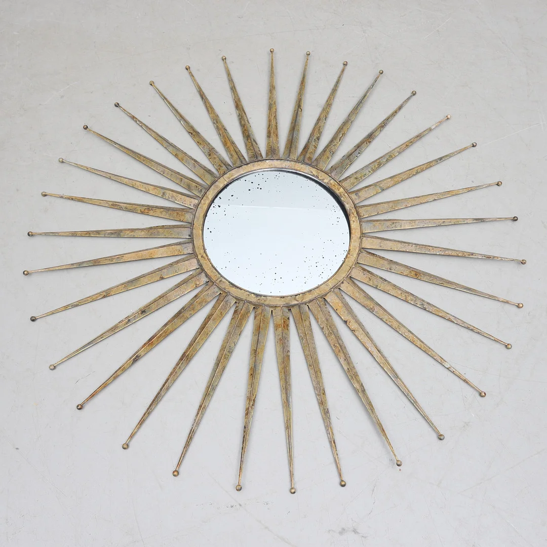 SPEGEL, sk solspegel, metall och glas, samtida. — Mirrors — Gomér & Andersson Norrköping