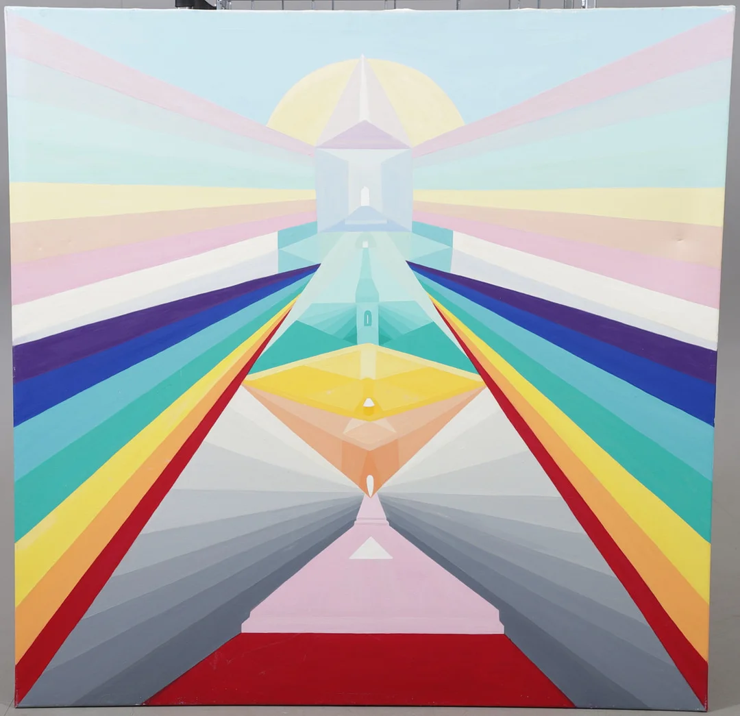 CHRISTIN OHLIN (1946-2025). Komposition med torn, olja på duk. — Paintings — Växjö Auktionskammare