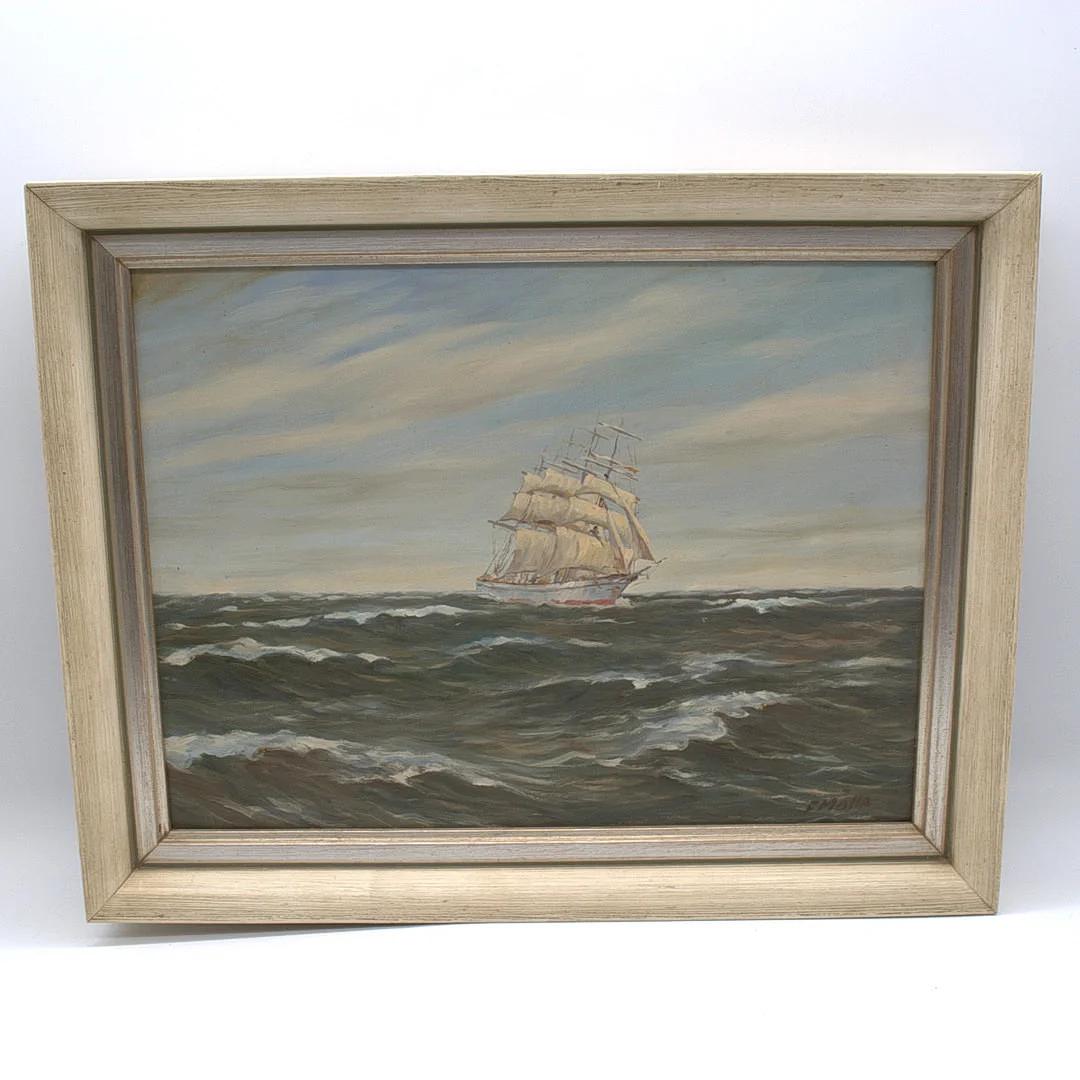 ÖLGEMÄLDE MIT DARSTELLUNG EINES VIERMASTERS AUF RAUER SEE. — Paintings — Kunst- und Auktionshaus Kleinhenz