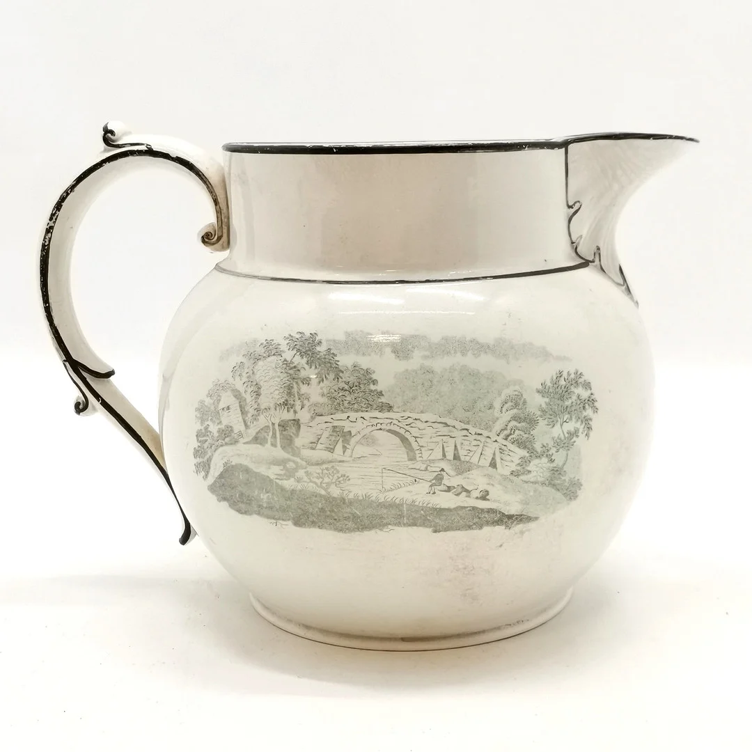 ANTIQUE PEARLWARE TRANSFER PRINTED JUG. — European — Acreman St Auctioneers & Valuers