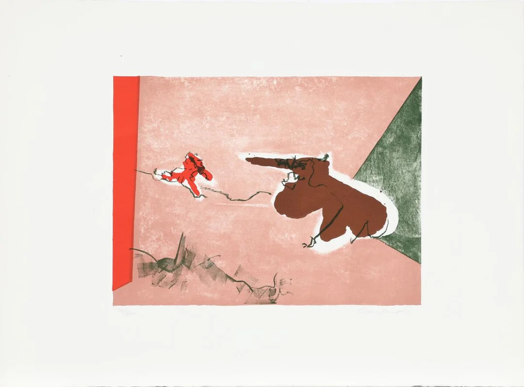 Constant: “Twee dieren”, 1965. Signed Constant, 41/200. Lithograph in colours. Sheet size 56×76 cm. Unframed. — Modern Prints/CoBrA — Bruun Rasmussen