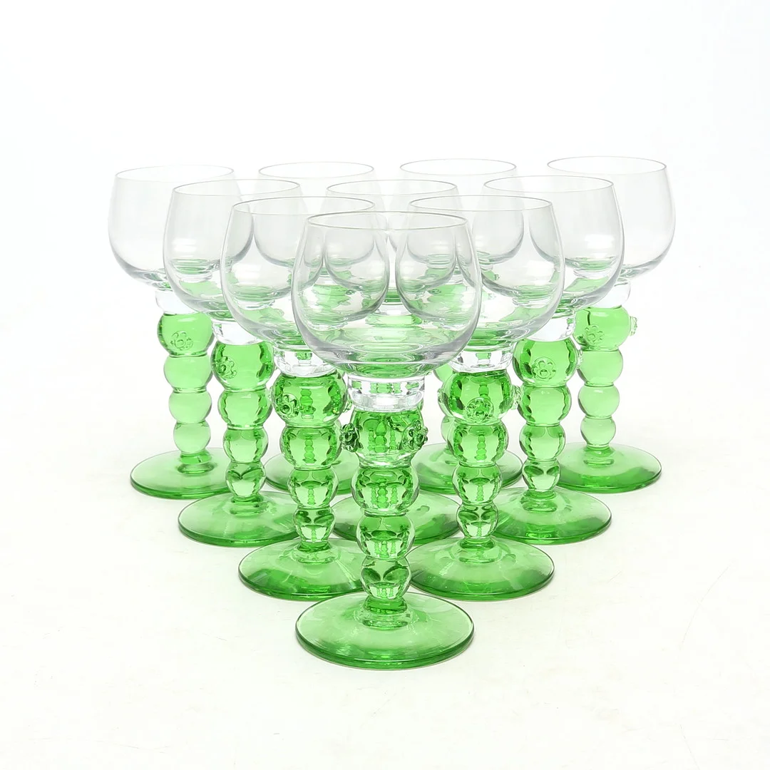 GLAS/REMMARE, 10 st, gröna ben. — Tableware — Kalmar Auktionsverk