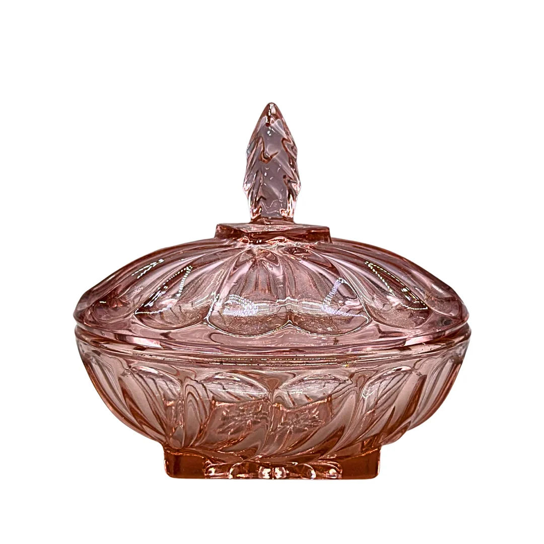 ROSAFARBENE BONBONIERE AUS PRESSGLAS. — Art glass — Auktionshaus Stuber's Hammerschlag