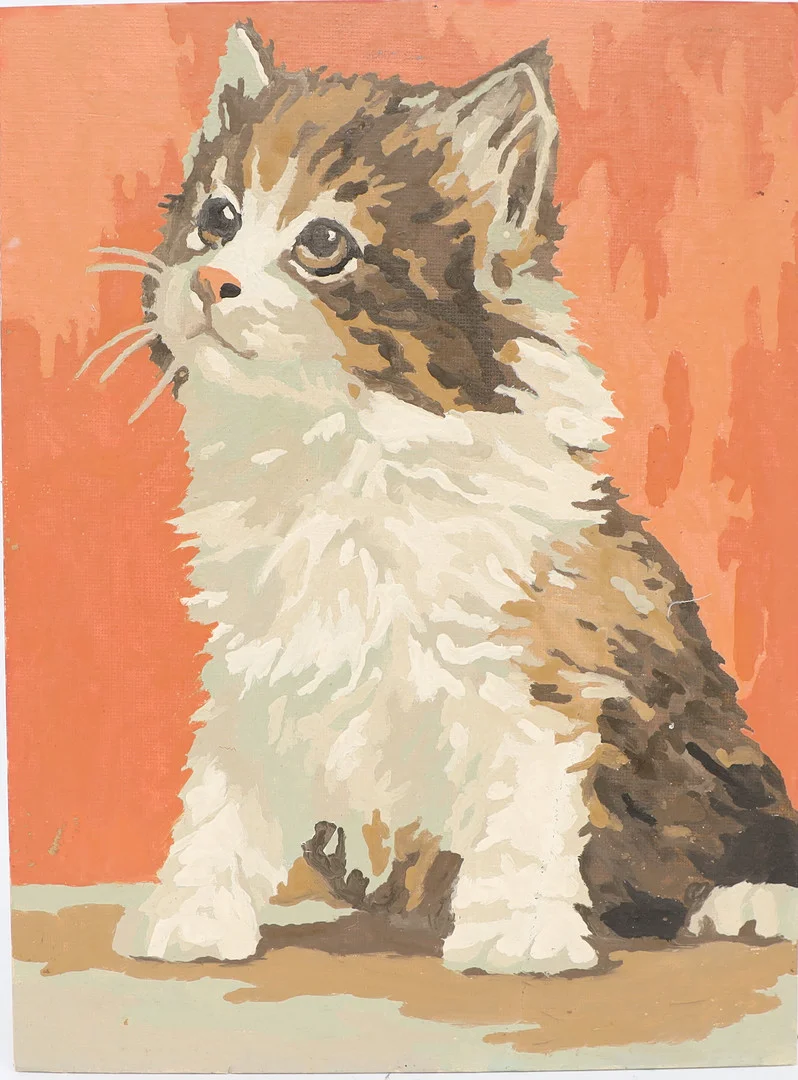 OKÄND KONSTNÄR. Motiv med katt, omkring 1900-talets mitt oljemålning på pannå, osignerad. — Paintings — Falun Auktionsbyrå