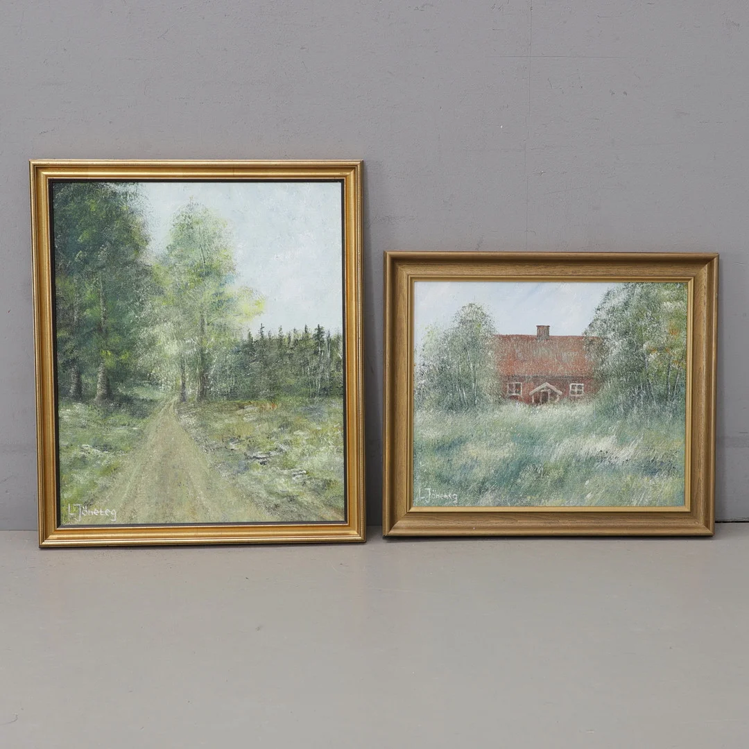 LARS JÖNETEG. Oljor på duk, 2 st, signerade. — Paintings — Växjö Auktionskammare