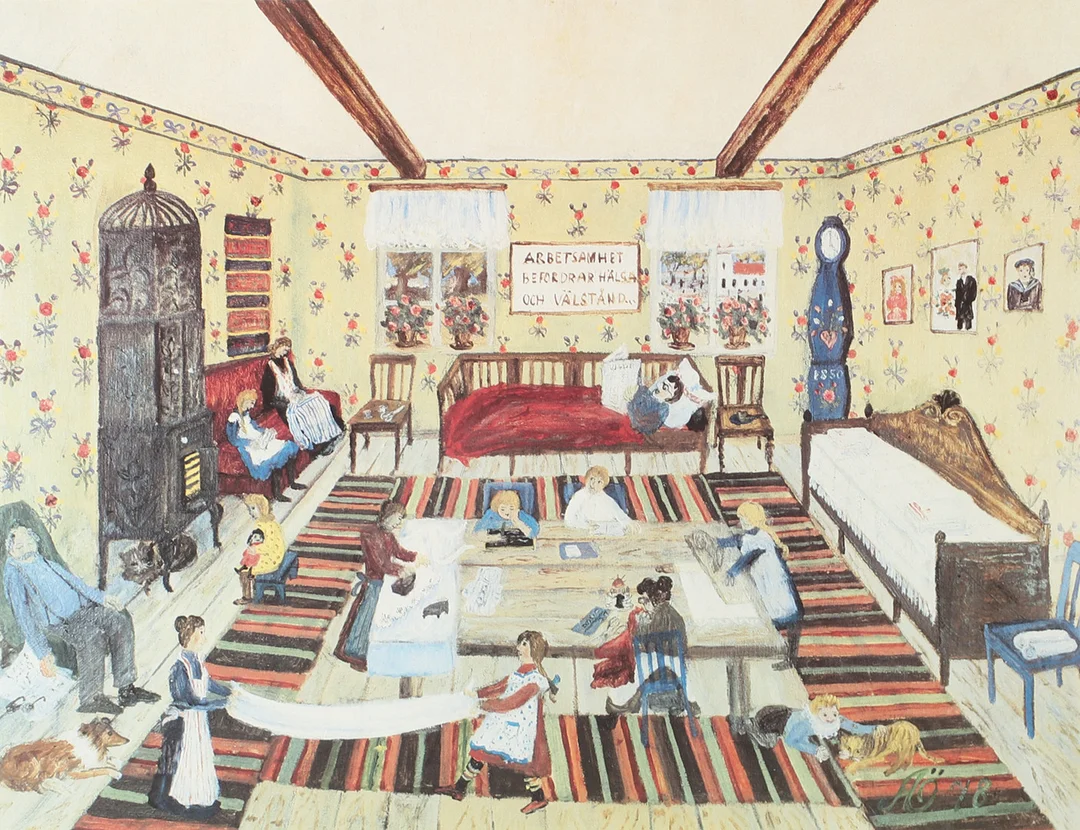 ALMA ÖHRSTRÖM. Interiör, signerat tryck. — Engravings & Prints — Helsingborgs Auktionskammare