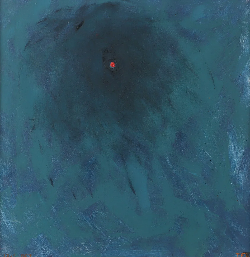 UMAR TELL. Kopmposition, olja på pannå, signerad Tell. — Paintings — Helsingborgs Auktionskammare