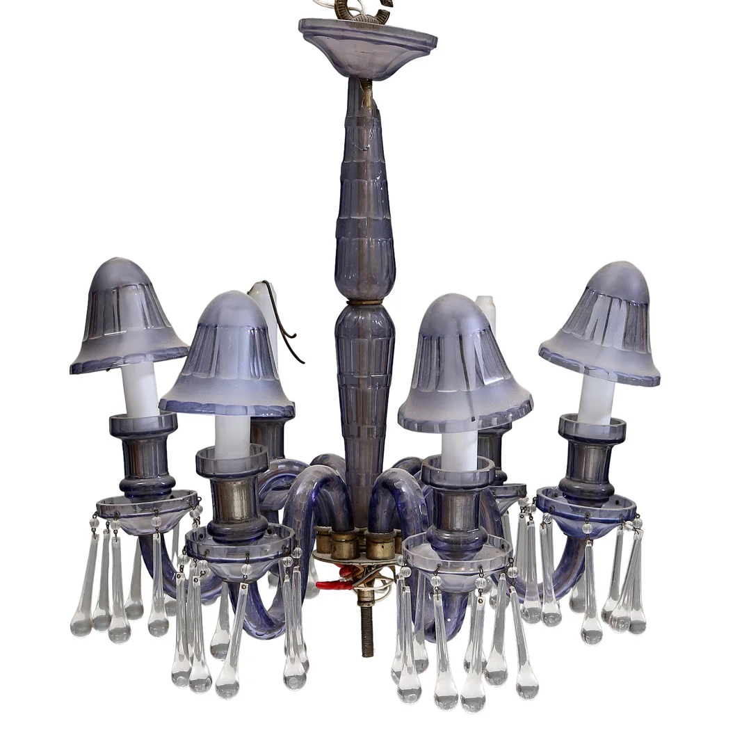 Blue glass ceiling lamp, first half of the 20th Century. — Ceiling lights — Balclis