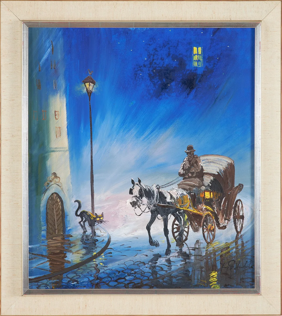 JERZY POTRZEBOWSKI (1921-1974). Droska, olja på duk, signerad, Polen. — Paintings — Stockholms Auktionsverk Sickla
