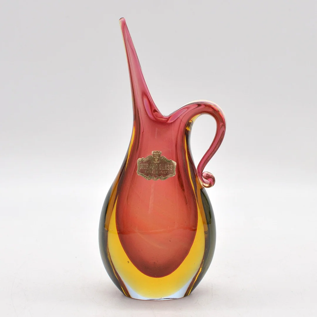 MURANO DESIGNERVASE, STUDIOGLAS, SOMMERSO, ITALIEN, UM 1950, MIT ETIKETT. — Art glass — Kunst- und Auktionshaus Kleinhenz