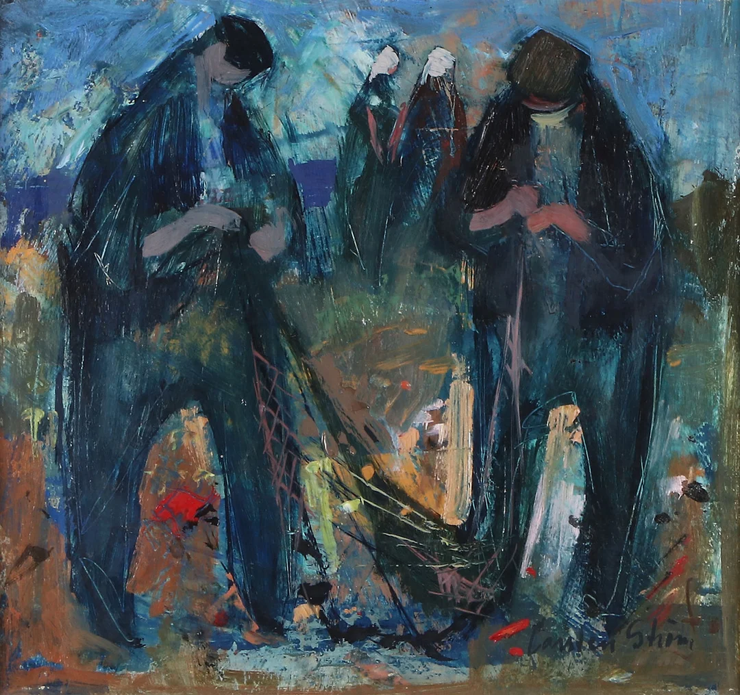 CARSTEN STRÖM. Oljemålning på duk. "Fiskare". Signerad samt daterad a tergo Malmö 1952. — Paintings — Skånes Auktionsverk