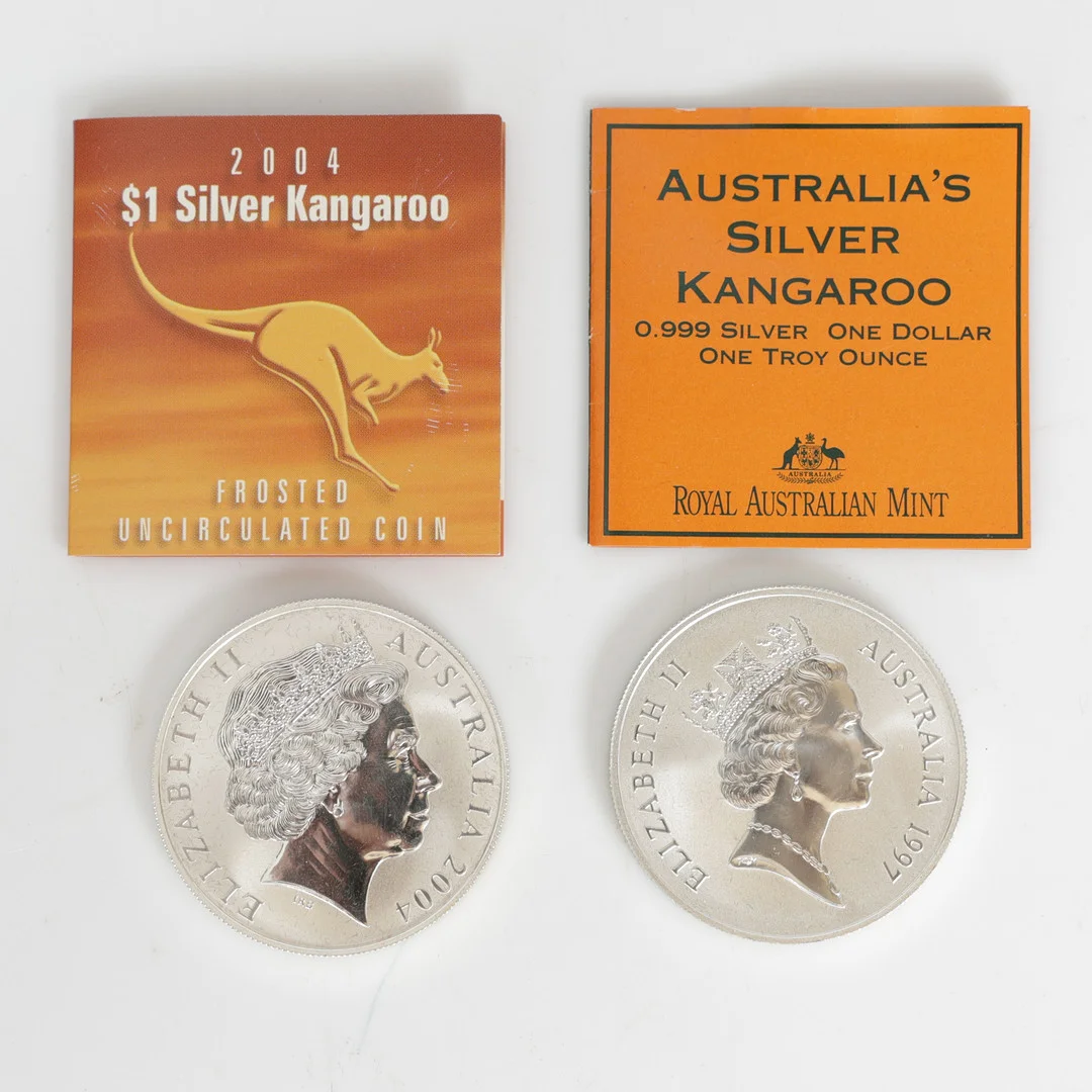 TWO ROYAL AUSTRALIAN MINT SILVER ONE DOLLAR COINS (2). — Coins & Banknotes — Bishop & Miller