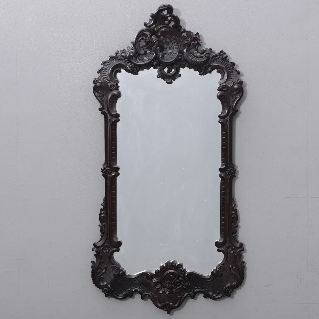 SPEGEL, svärtat trä, nyrokoko, 1800/1900-tal. — Mirrors — Växjö Auktionskammare