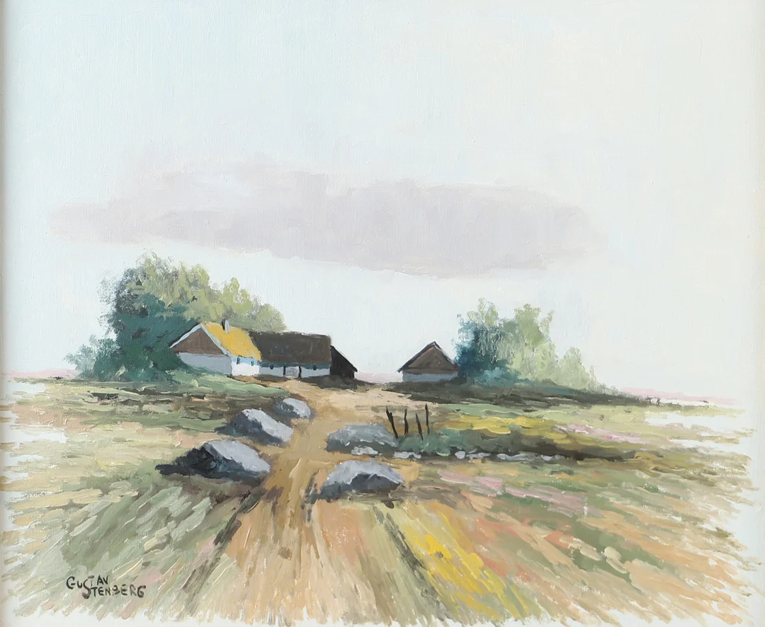GUSTAV STENBERG. Lantmotiv, olja på duk, singerad. — Paintings — Helsingborgs Auktionskammare