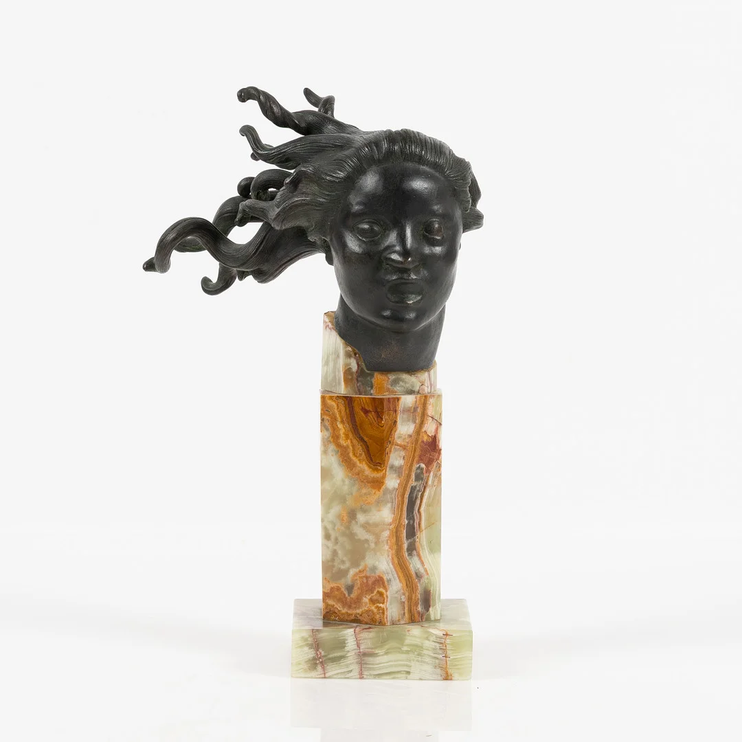 CARL MILLES. EFTER. Skulptur, "Änglahuvud", brons, enligt uppgift inköpt på Millesgården för ca 20 års sen. — Sculptures & Bronzes — Stockholms Auktionsverk Helsingborg