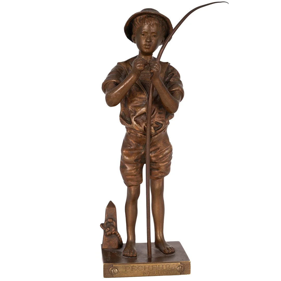 ADOLPHE JEAN LAVERGNE. Skulptur, "Pecheur", Brons, Signerad, 1800-tal. — Sculptures & Bronzes — Norrlands Auktionsverk