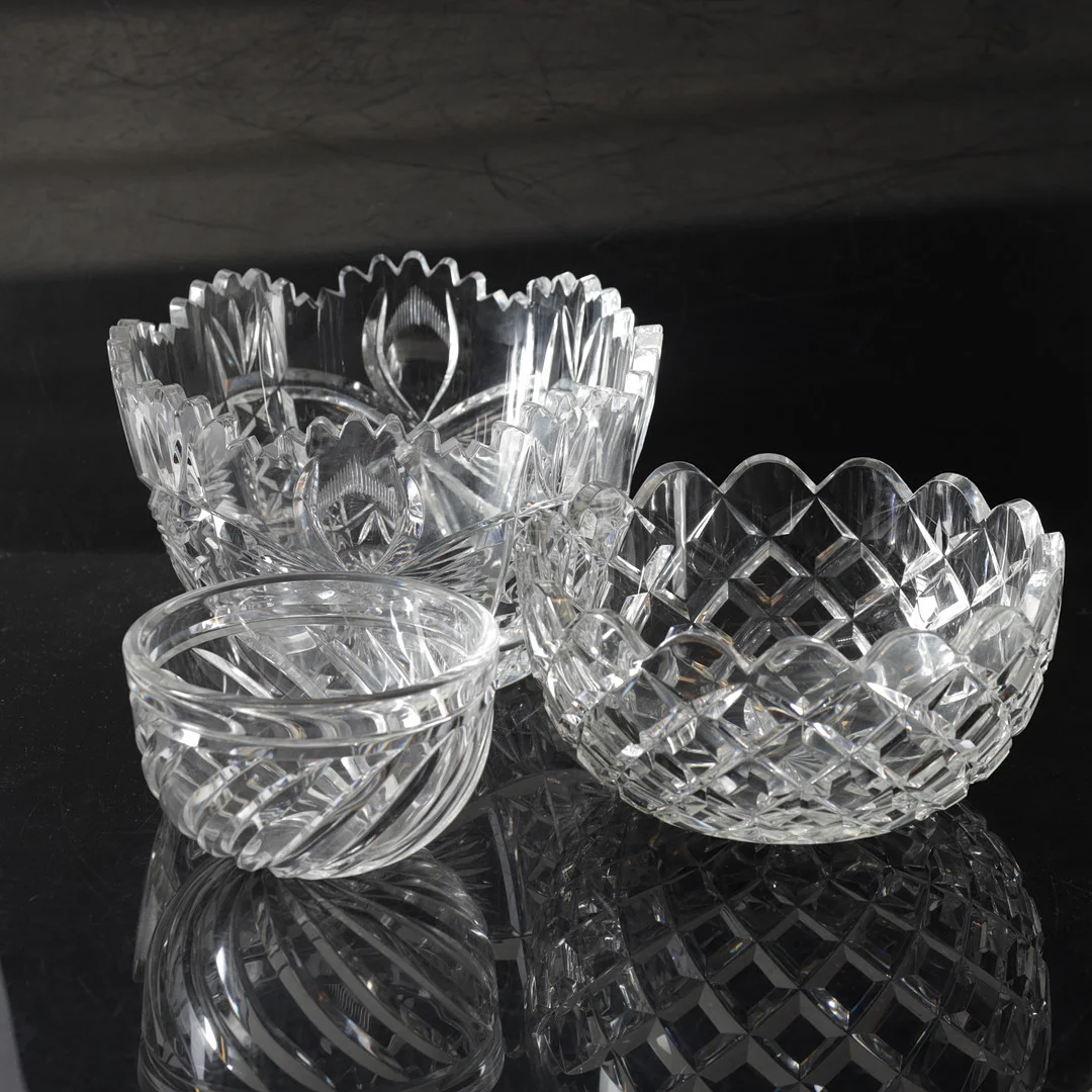 SKÅLAR, 3 st, kristallglas, 1900-tal. — Art glass — Gomér & Andersson Nyköping