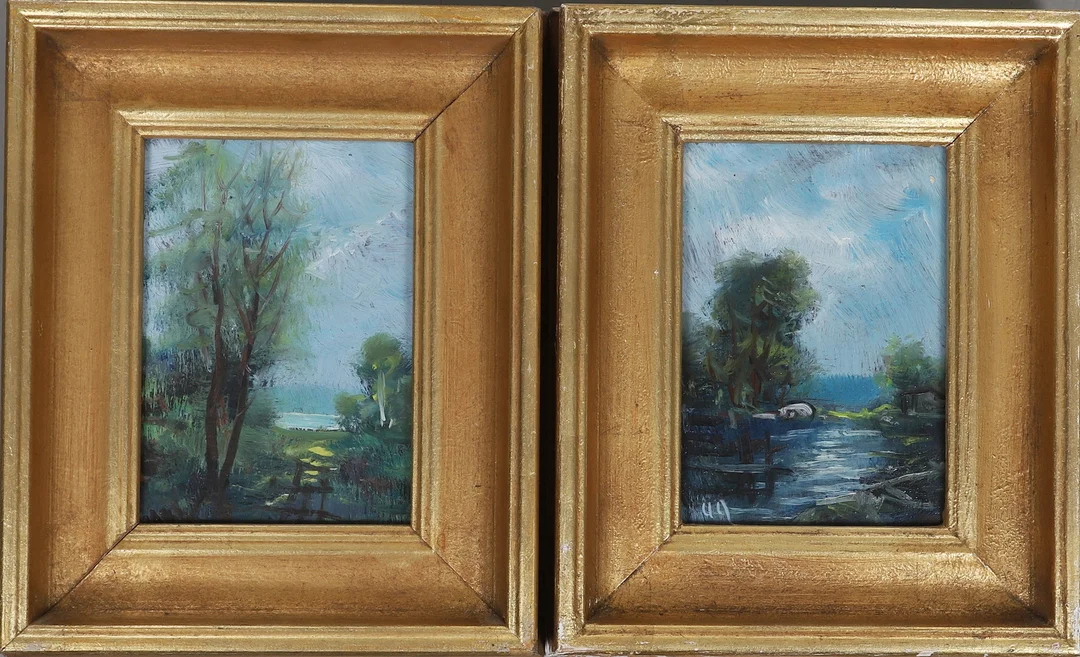 OLOF DYNÉT. olja på pannå, 2 st, signerade. — Paintings — Gomér & Andersson Norrköping