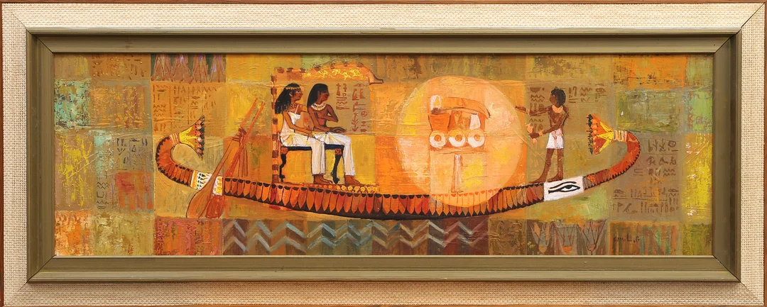 OIDENTIFIERAD KONSTNÄR. OLJA, på duk, fornegyptiskt motiv, signerad. — Paintings — Kalmar Auktionsverk