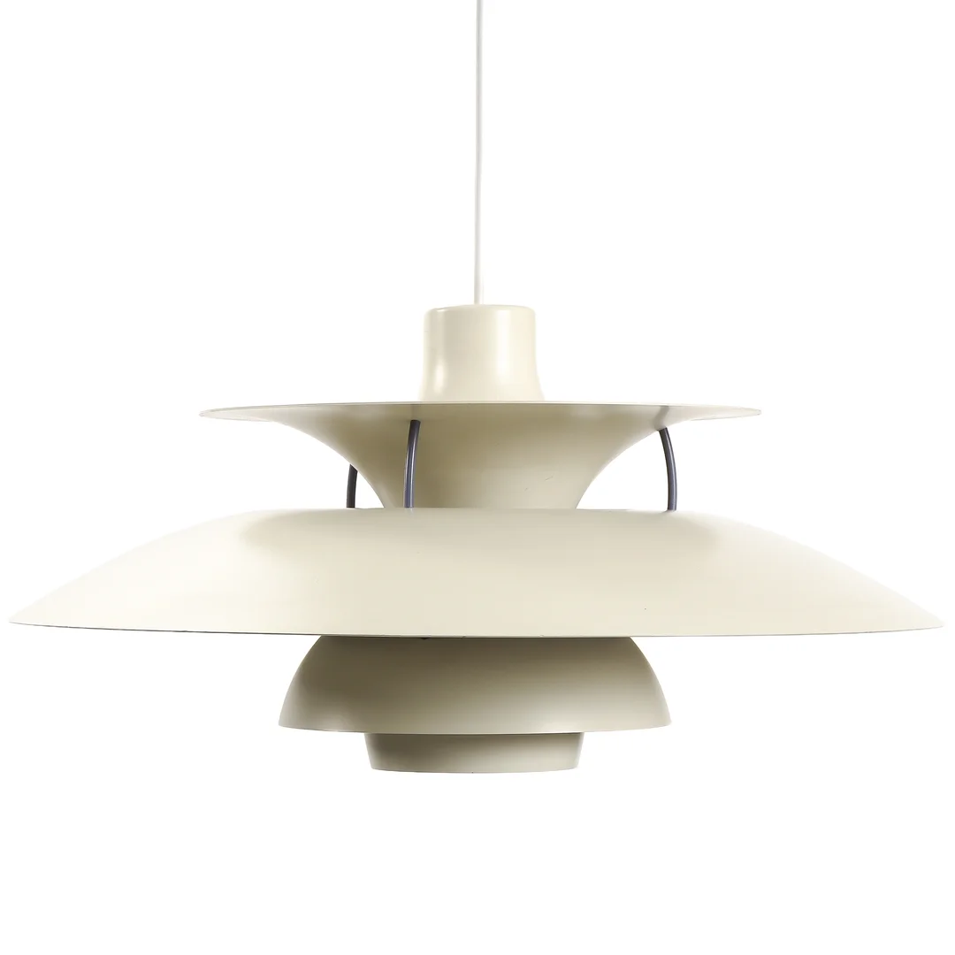 Poul Henningsen. PH5 pendant lamp with shades of white lacquered metal. — Lamps and lighting/Pendant lights — Lauritz