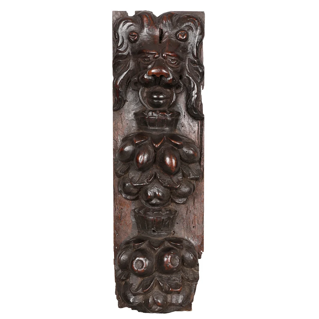 A 17TH CENTURY CARVED WALNUT APPLIQUE TERM. — Other — Bishop & Miller