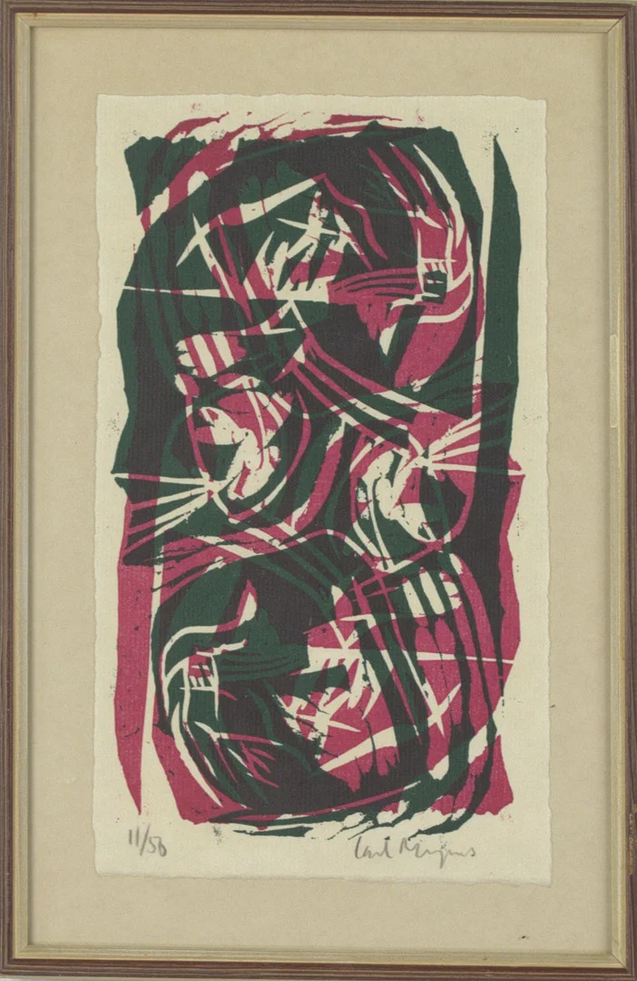 CARL MAGNUS. Träsnitt, komposition, signerad. — Other — Höganäs Auktionsverk