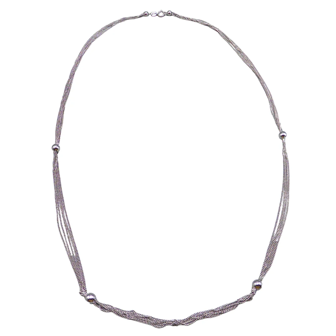 MEHRREIHIGE GLIEDERKETTE AUS 835ER SILBER MIT PERLEN. — Necklace — Auktionshaus Stuber's Hammerschlag