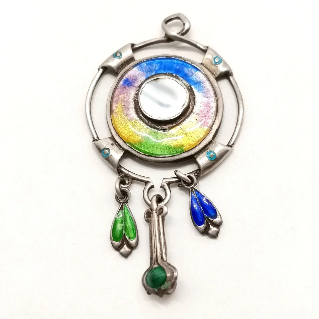 ART NOUVEAU SILVER ENAMEL PENDANT BY JAMES FENTON & C. — Brooches & Pendants — Acreman St Auctioneers & Valuers