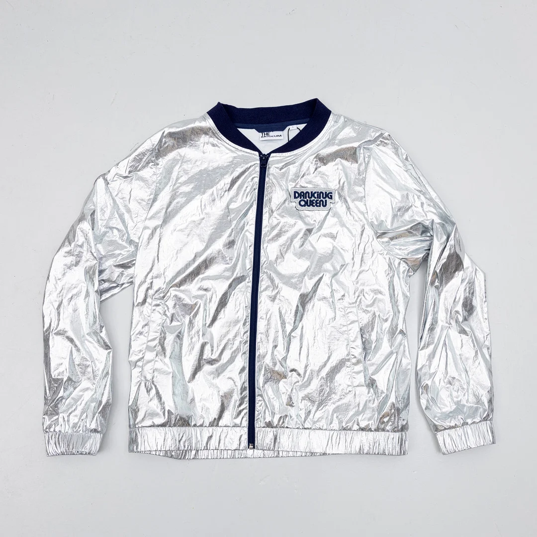 JACKA, "Dancing Queen Disco Bomber", silver, ABBA, the Museum, strl. L. — Vintage & Designer Fashion — Auktionshuset Kolonn