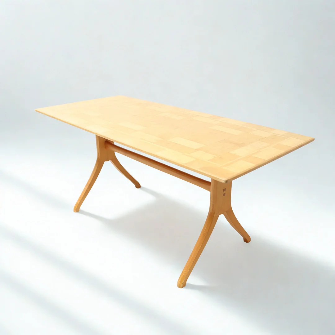 CARL MALMSTEN. Soffbord "Stora Salen" fanerat i rutmönster, brännmärkt. — Tables — Falun Auktionsbyrå