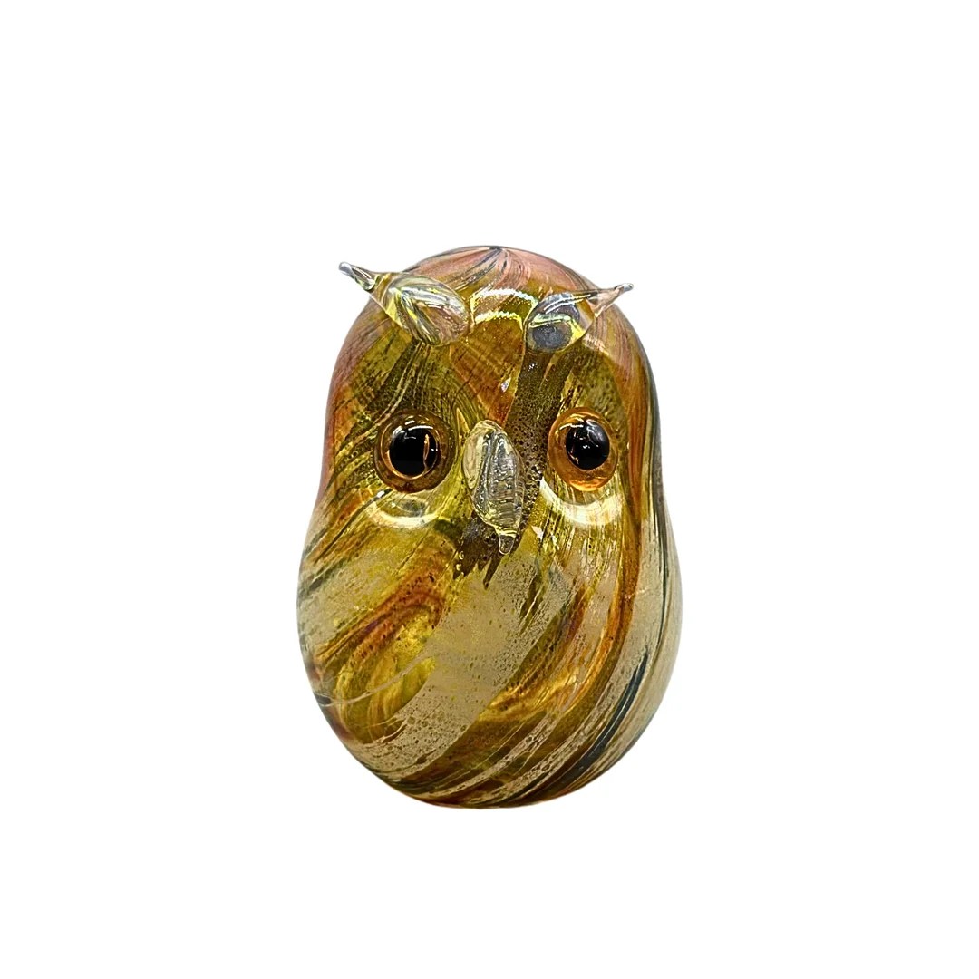 MUNDGEBLASENE GLASFIGUR EINER EULE. — Art glass — Auktionshaus Stuber's Hammerschlag
