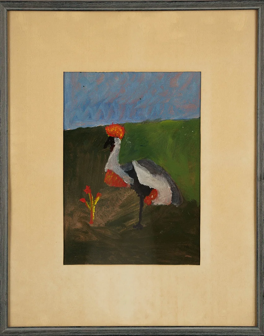 ALFRED FREDRIKSSON. Blandteknik på papper, "Fågel och blomma", Signerad, 1970. — Paintings — Norrlands Auktionsverk