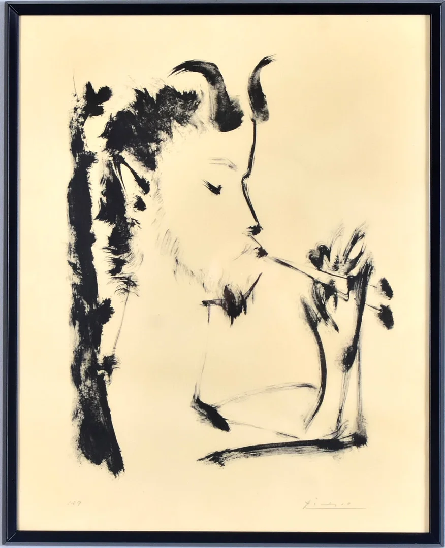 PABLO PICASSO. EFTER. Offsettryck, signerad i trycket. — Engravings & Prints — Halmstads Auktionskammare