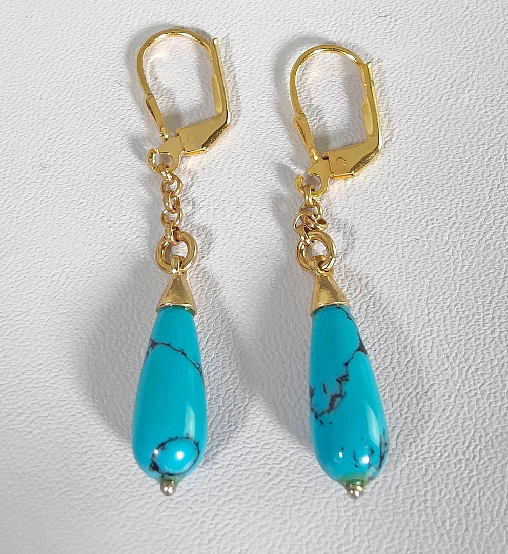 TÜRKIS OHRRINGE IN SILBER 925, vergoldet. — Earrings — Auktionshaus Bossard