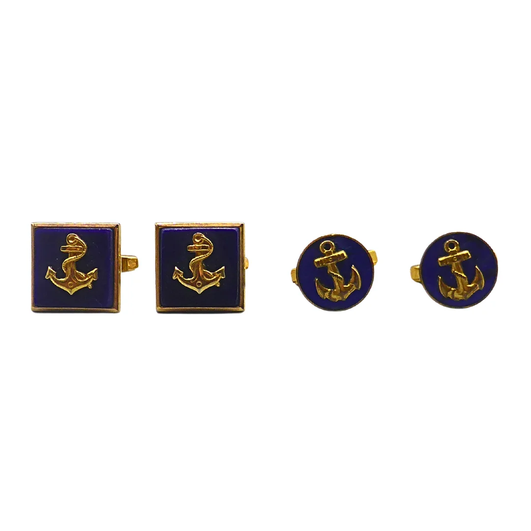 MANSCHETTENKNÖPFE MIT ANKERMOTIV. — Cufflinks & Tie Pins — Auktionshaus Stuber's Hammerschlag