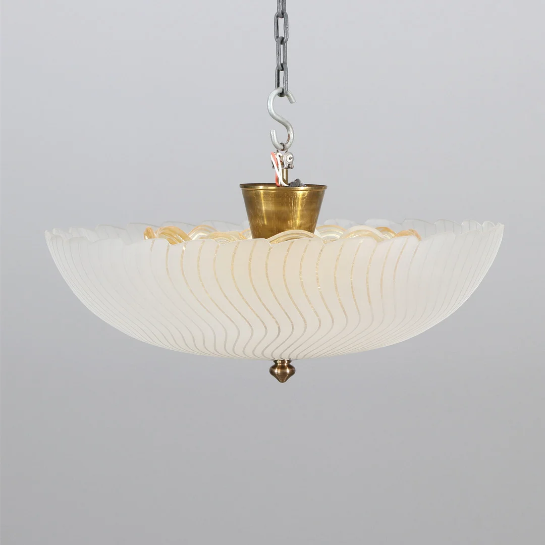 TAKPLAFOND. Glas och mässing. Orrefors. — Ceiling lights — Skånes Auktionsverk