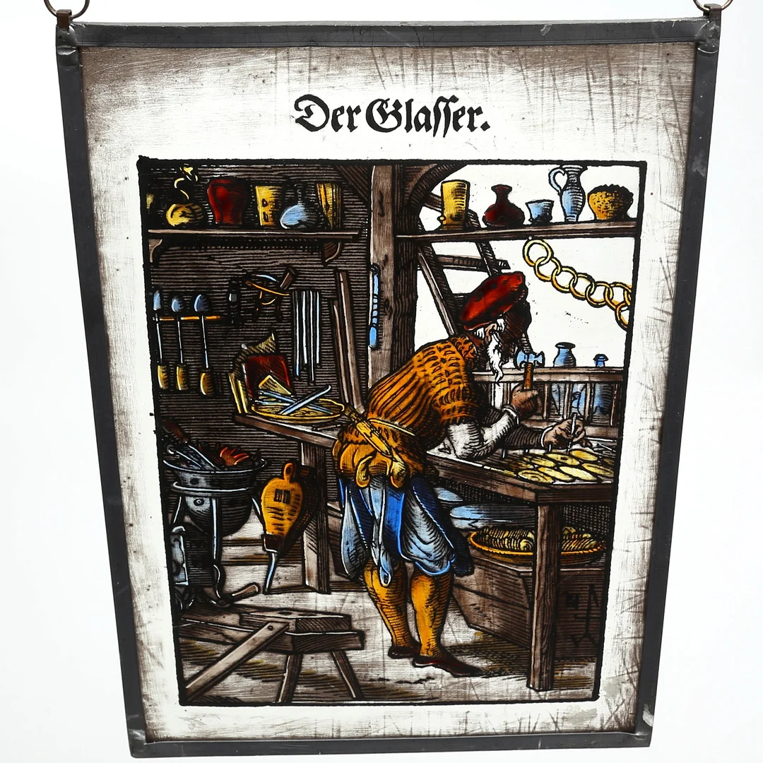 GLASDEKORATION "Der Glasser" blyinfattat, 1900-tal. — Other — Kalmar Auktionsverk