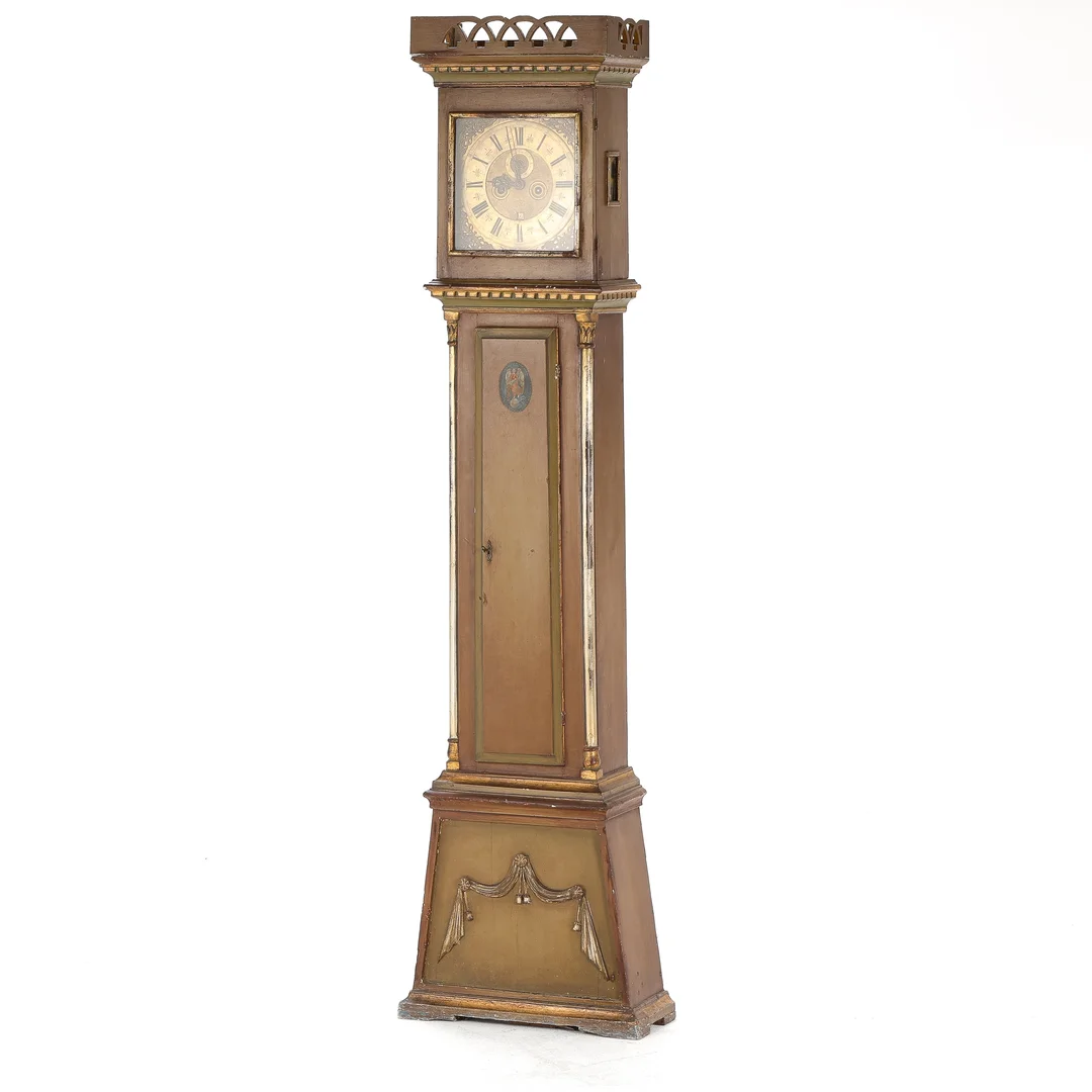 Jos. Buckingham clock in painted Bornholm box — Watches and clocks/Grandfather clocks — Lauritz