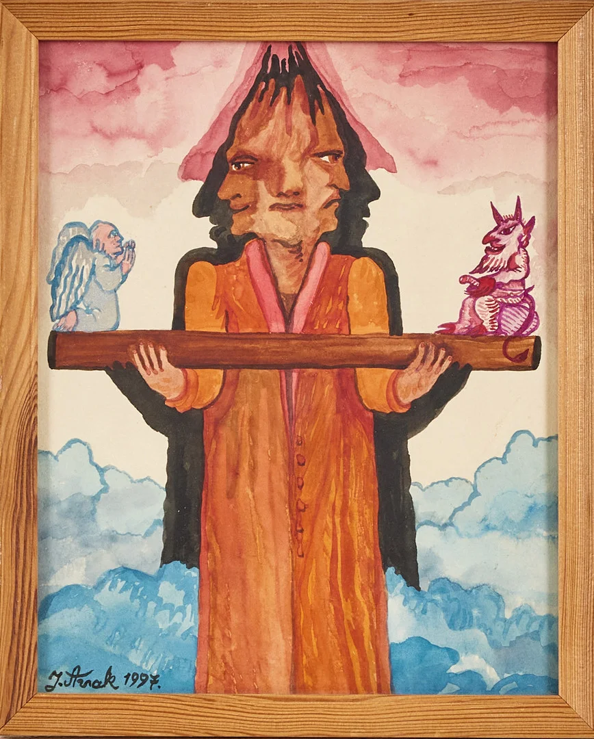 JÜRI ARRAK. "Inimene", akvarell på papper, signerad och daterad 1997. — Paintings — Stockholms Auktionsverk Magasin 5