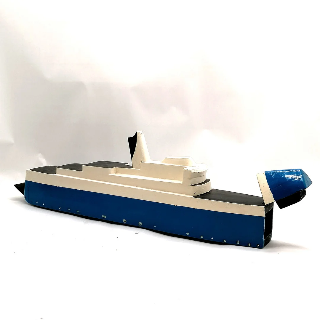 *SCRATCH BUILT WOODEN MODEL OF A CAR FERRY / BOAT. — Other toys — Acreman St Auctioneers & Valuers