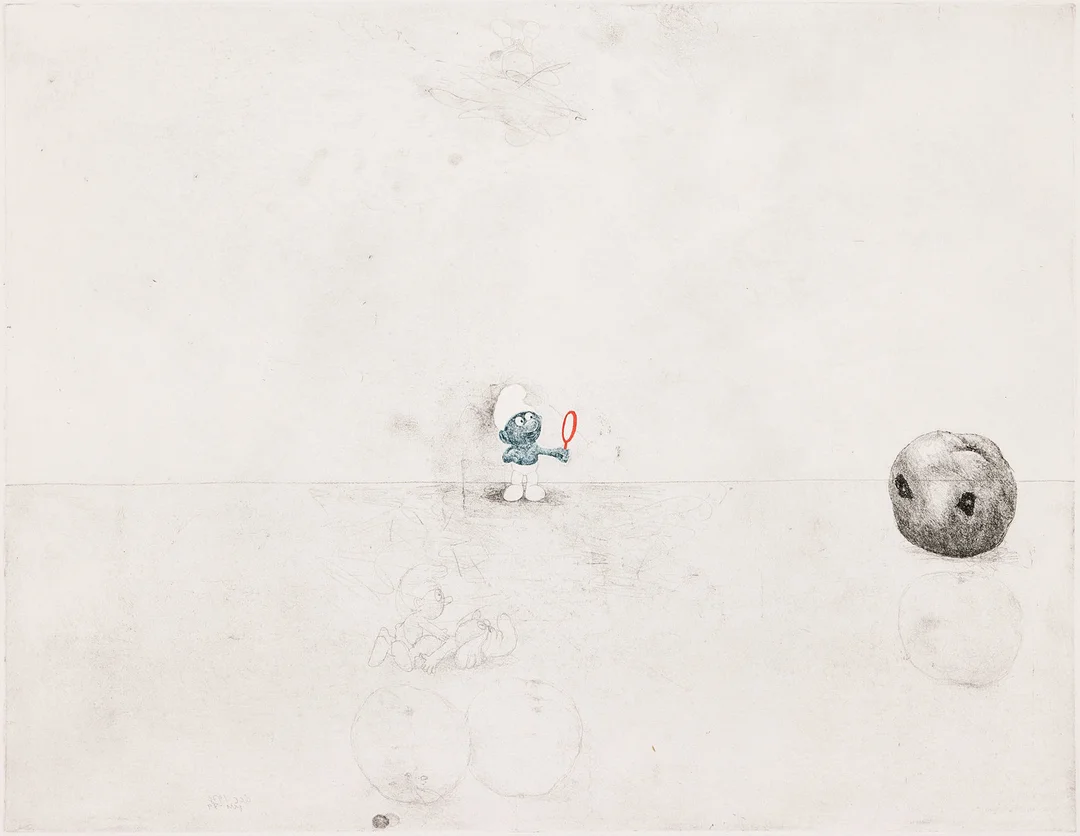 PG THELANDER. "Man med spegel (spegelsmurf)". — Engravings & Prints — Stockholms Auktionsverk Fine Art